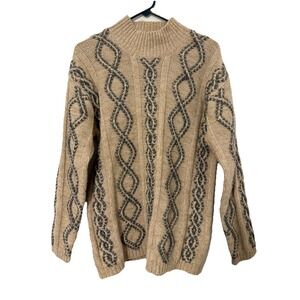 Vintage Eddie Bauer Legends Wool Blend Chunky Knit Sweater Size Small Fisherman